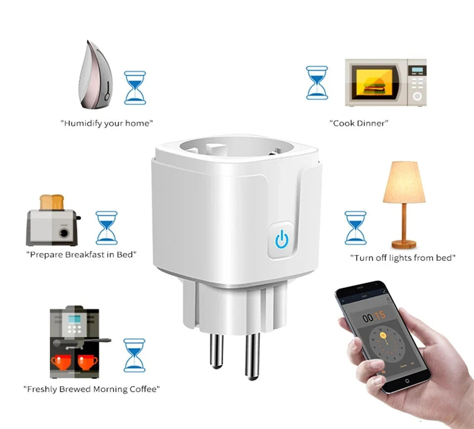 16A/20A Tuya Smart Socket WiFi ZigBee 3.0 EU Plug Power Monitor Timing Function APP Voice Control Alexa Google Home Yandex Alice
