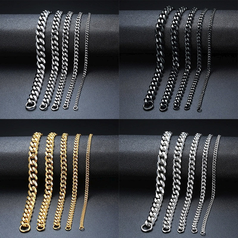 Gold Cuban Link Chain Six-sided Bracelet