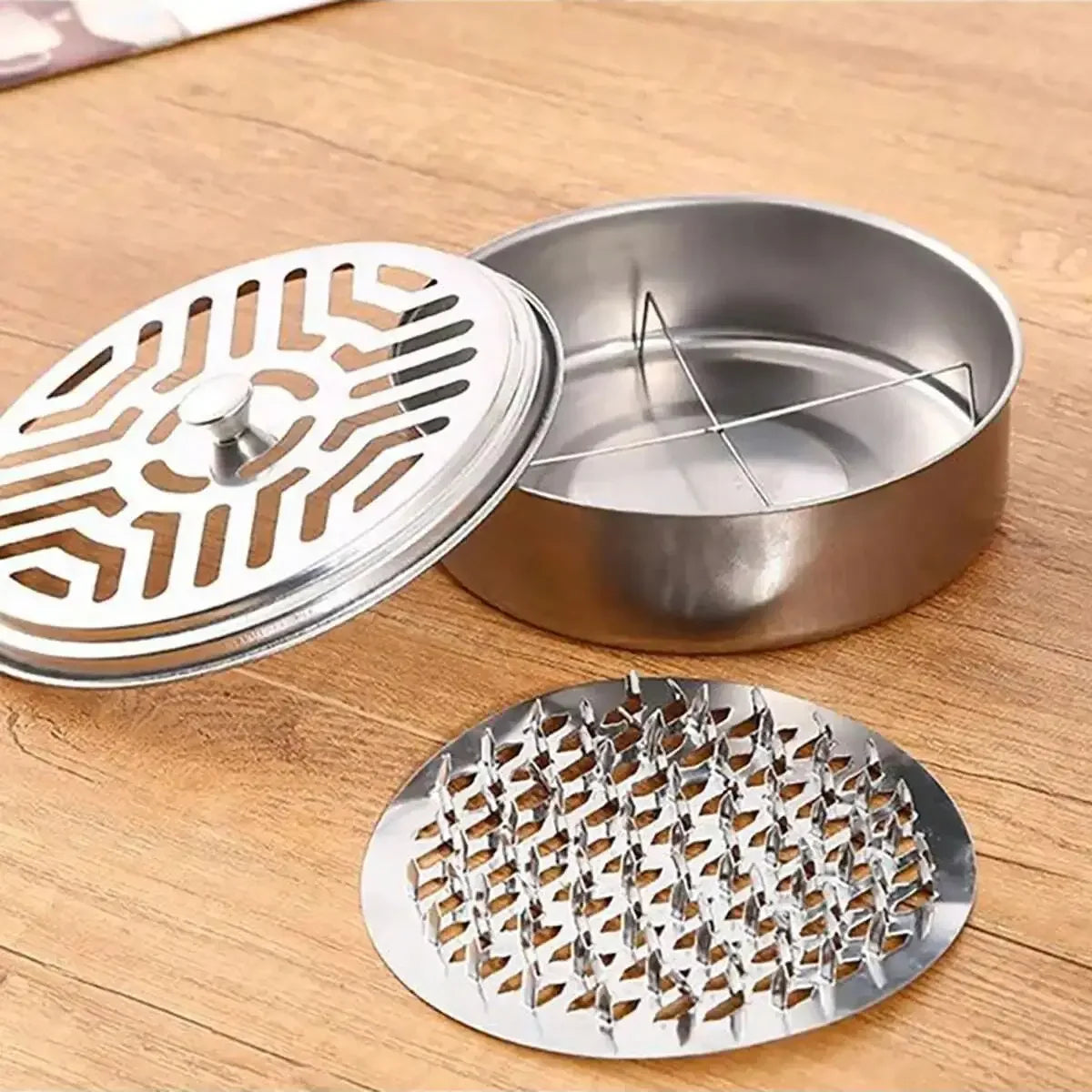 Stainless Steel Mosquito Coil Tray with Cover – Large Portable Mosquito Coil Holder for Home, Office & Camping