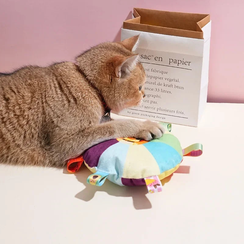 Funny Rainbow Plush Flying Saucer Dog Toy – Interactive Outdoor Chew & Training Disc