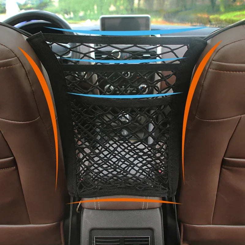 Stretchable Car Storage Net & Pet Barrier – Seat Divider Organizer for Backseat Essentials