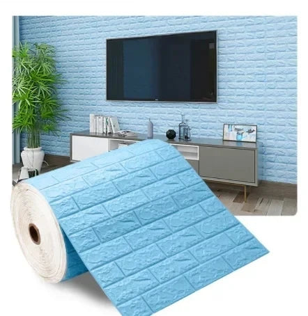 70cm x 2m 3D Soft Foam Brick Wallpaper Sticker Roll – DIY Self-Adhesive Decorative Wall Paper for Living Room, Kitchen & Bathroom