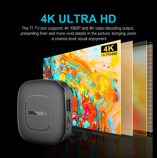 Mortal T1 WiFi6 Smart TV Box – Android 14, Allwinner H313, 2GB RAM 8/16GB Storage, Bluetooth, 4K Support, Free & Live TV