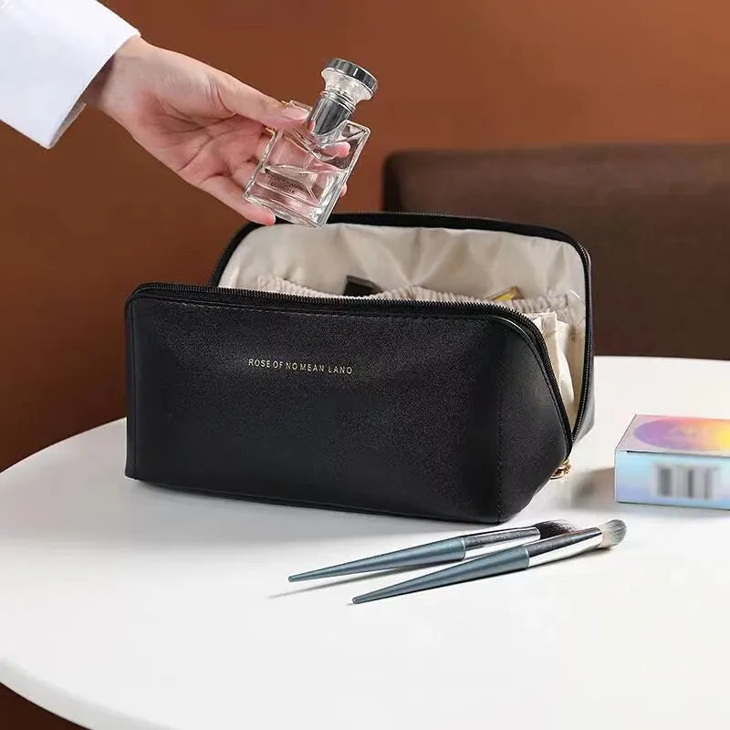 1PC Large-Capacity Portable Pu Advanced Cosmetic Bag Multi-Functional Toiletries Storage Pillow Bag For Home Travel