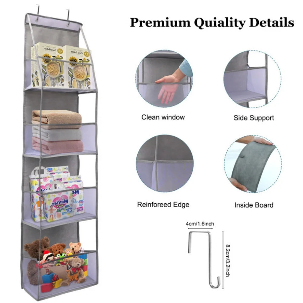 4/6 Layer Over-the-Door Hanging Organizer – Wall Storage for Bathroom, Closet, Nursery, or Bedroom