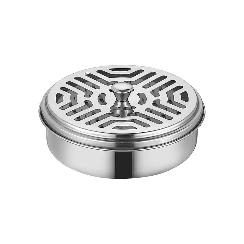 Stainless Steel Mosquito Coil Tray with Cover – Large Portable Mosquito Coil Holder for Home, Office & Camping
