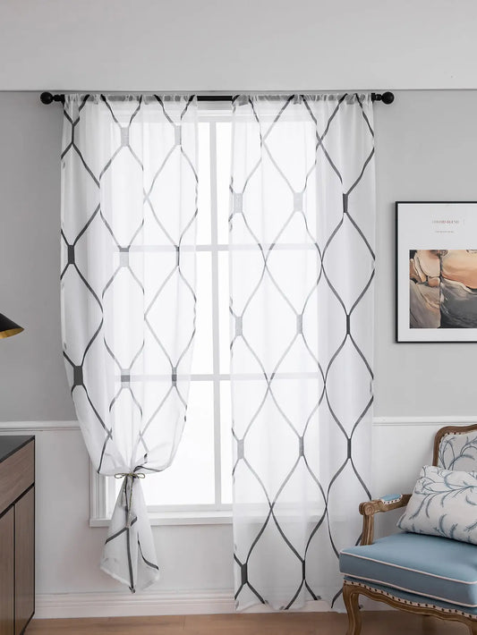 Sheer White Mesh Curtains – Korean Style Veil Panels for Living Room & Bedroom (Clearance)