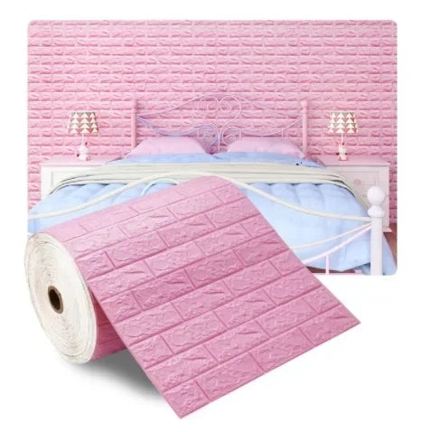 70cm x 2m 3D Soft Foam Brick Wallpaper Sticker Roll – DIY Self-Adhesive Decorative Wall Paper for Living Room, Kitchen & Bathroom
