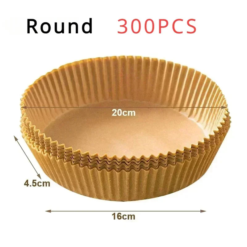 300PCS Air Fryer Disposable Paper Square Round Baking Paper Barbecue Plate NonStick Mat Kitchen Oven Oil Absorbing Paper Tool