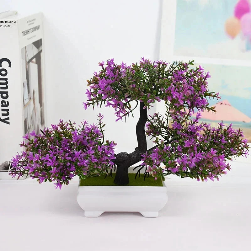 1PC Artificial Bonsai Small Tree Pot – Fake Plant Potted Ornament for Home, Table, Hotel & Garden Decor