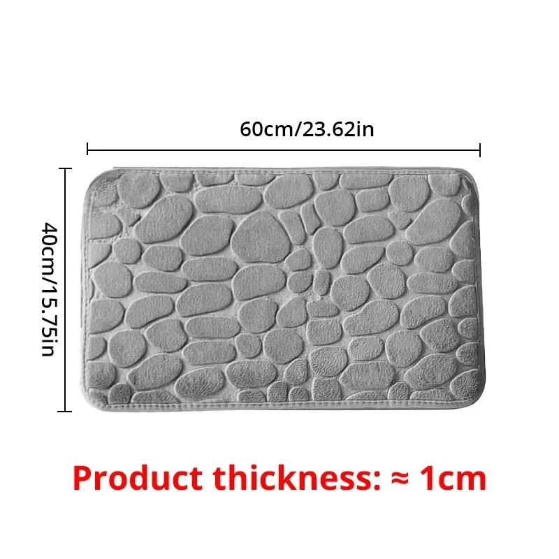 1PC Memory Foam Embossed Velvet Carpet – Non-Slip Cobblestone Floor Mat for Bathroom & Living Room