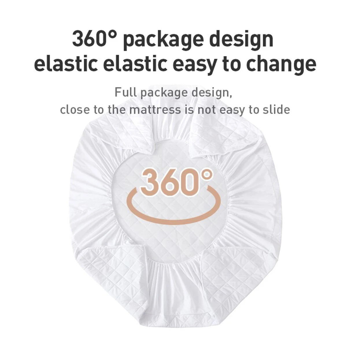 Waterproof Throw Mattress Cover & Fitted Sheet – Mattress Protector in Gray & White, Multi-Size (Single, Double, 140cm, 160cm)