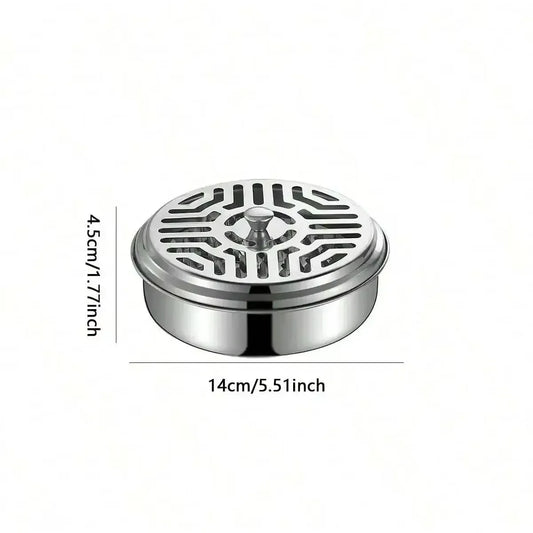 Stainless Steel Mosquito Coil Tray with Cover – Large Portable Mosquito Coil Holder for Home, Office & Camping