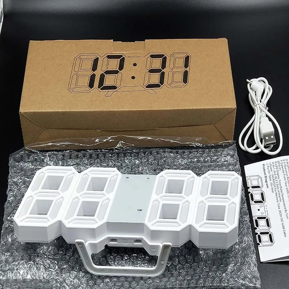 3D LED Digital Alarm Clock – Table & Wall Clock with Time, Date & Temperature Display for Home, Kitchen & Office