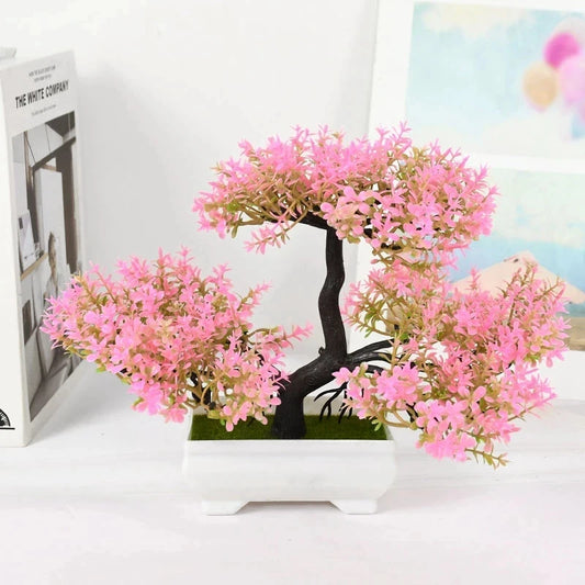1PC Artificial Bonsai Small Tree Pot – Fake Plant Potted Ornament for Home, Table, Hotel & Garden Decor