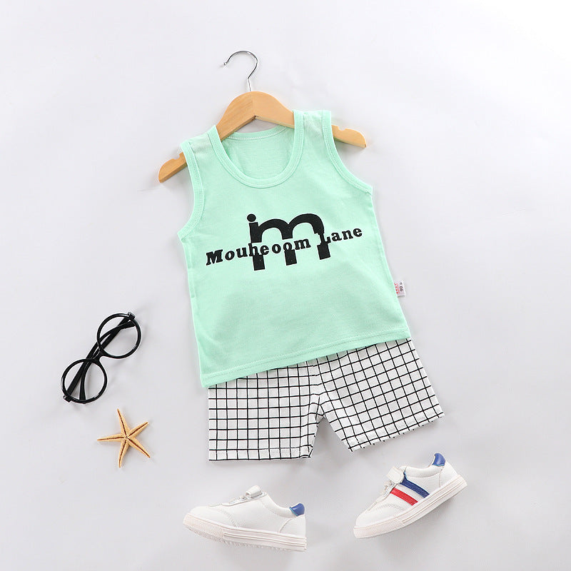 Fashion Children's Sleeveless Vest Shorts Set