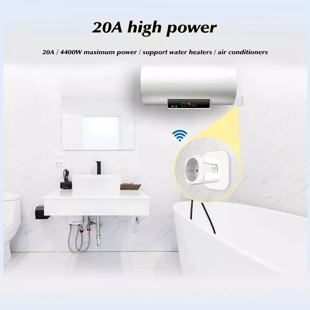 16A/20A Tuya Smart Socket WiFi ZigBee 3.0 EU Plug Power Monitor Timing Function APP Voice Control Alexa Google Home Yandex Alice