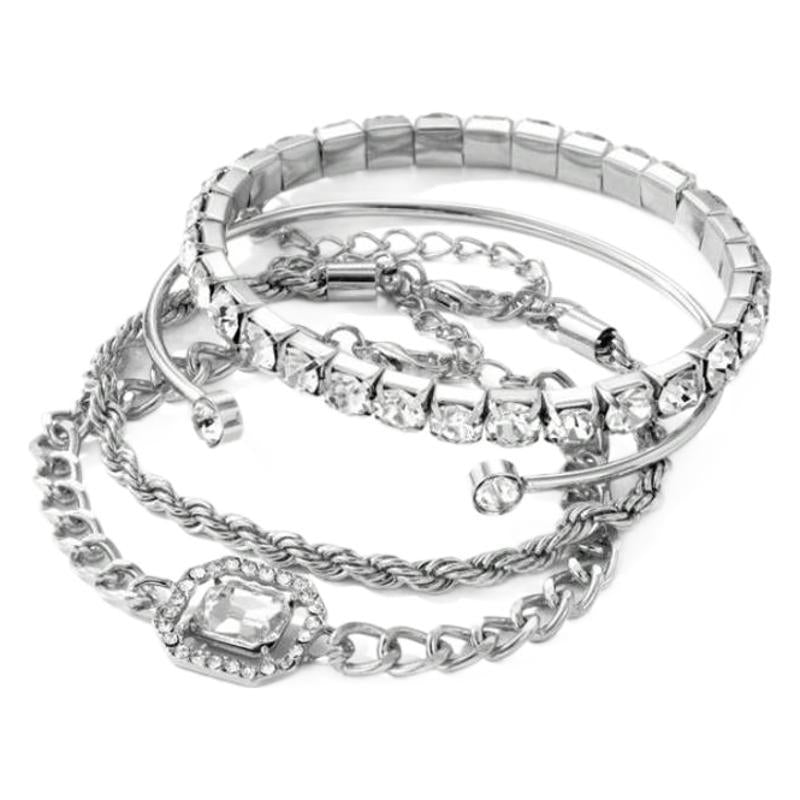 Artistic Retro Versatile Metal Chain Square Diamond 4-piece Set