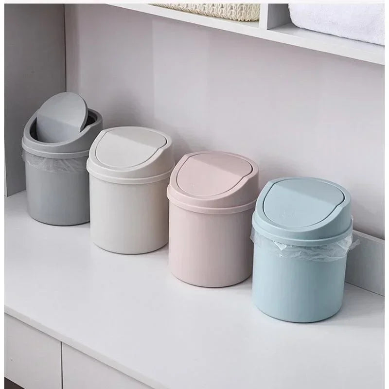 Mini Desktop Bin with Cover – Small Trash Can for Bedroom, Office Desk & Workspace Organization