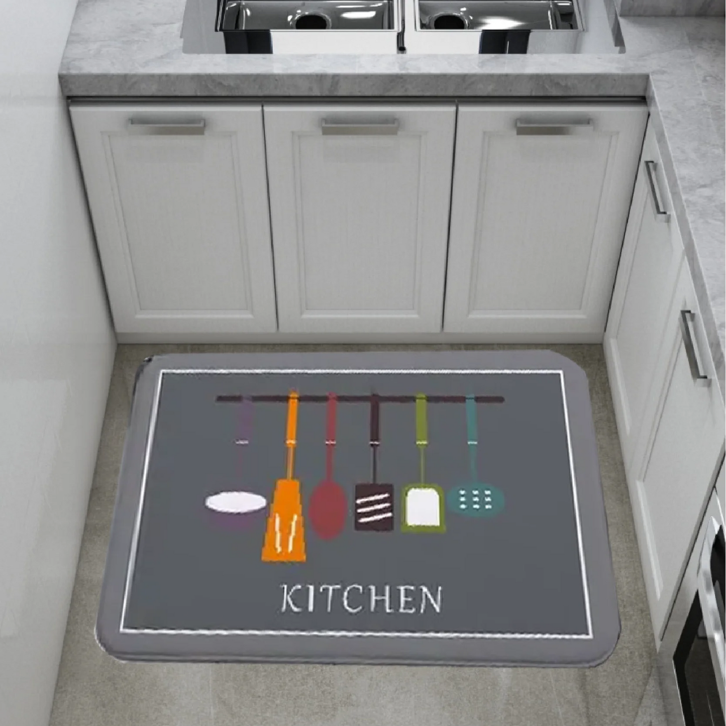 VIKAMA American Minimalist Kitchen Anti-Slip Floor Mat Bathroom Door Mat Kitchen Two-Piece Set Absorbent Carpet Home Decoration