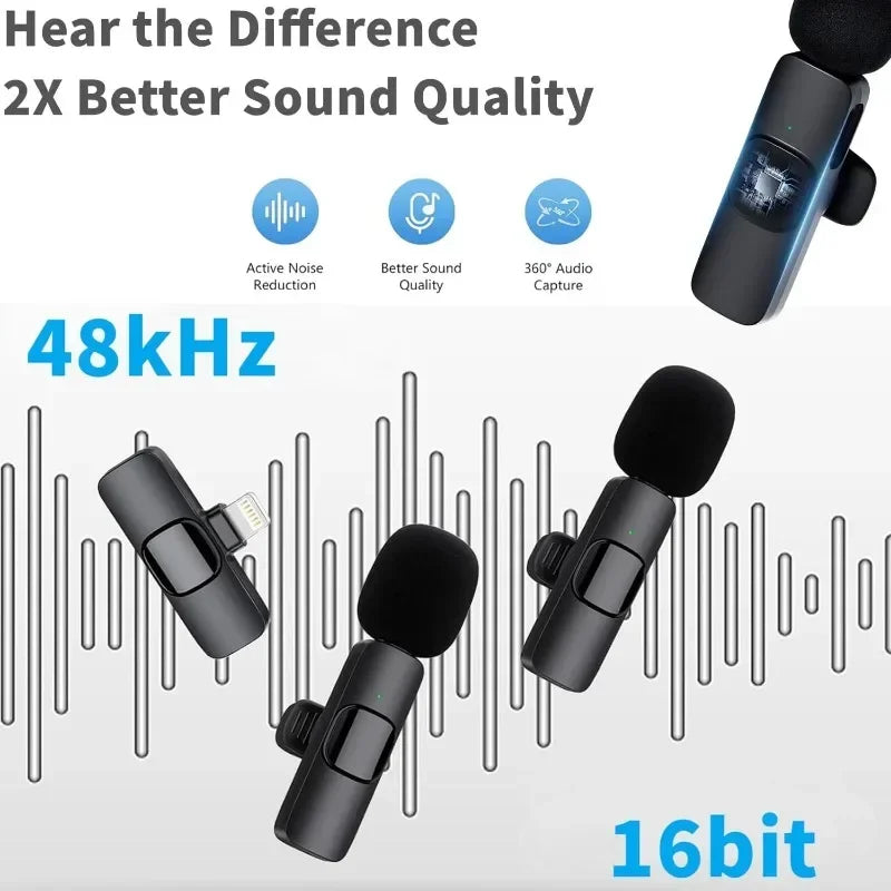Mini Wireless Lavalier Microphone – Mobile Phone Mic for iPhone, Video Recording, Live Streaming & YouTube