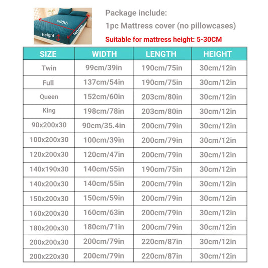 1PC 3D Air Fabric Thick Mattress Cover – 100% Waterproof, Soft & Breathable Fitted Mattress Protector (No Pillowcase)