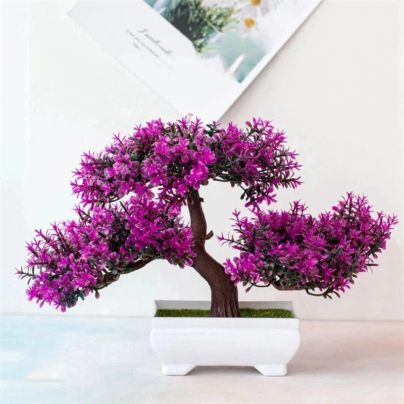 1PC Artificial Bonsai Small Tree Pot – Fake Plant Potted Ornament for Home, Table, Hotel & Garden Decor