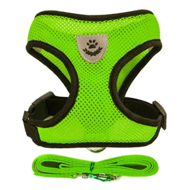Adjustable Cat Harness Vest & Walking Lead – Polyester Mesh Dog Harness for Small & Medium Pets