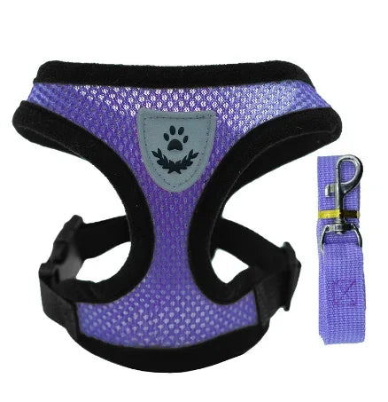 Adjustable Cat Harness Vest & Walking Lead – Polyester Mesh Dog Harness for Small & Medium Pets
