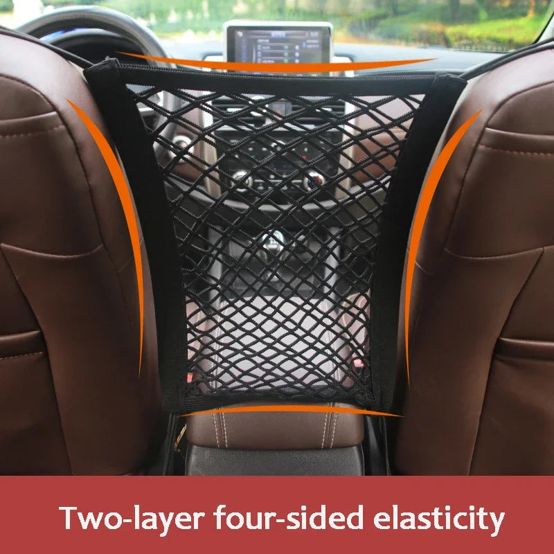 Stretchable Car Storage Net & Pet Barrier – Seat Divider Organizer for Backseat Essentials