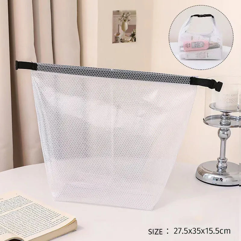 Mesh Storage Bag, Fitness Clothing, Swimming Bathroom, Large Capacity Drawstring, Men's And Women's Outdoor Toiletries Bag