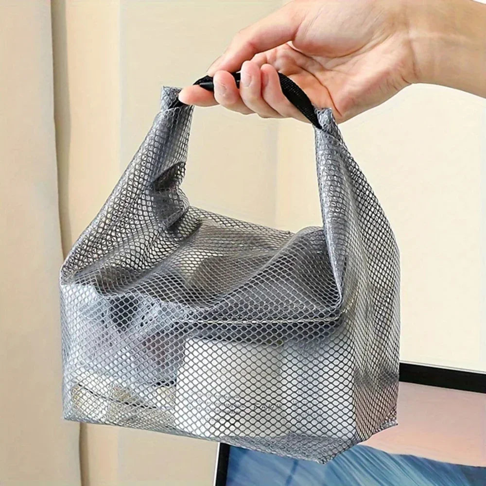 Mesh Storage Bag, Fitness Clothing, Swimming Bathroom, Large Capacity Drawstring, Men's And Women's Outdoor Toiletries Bag