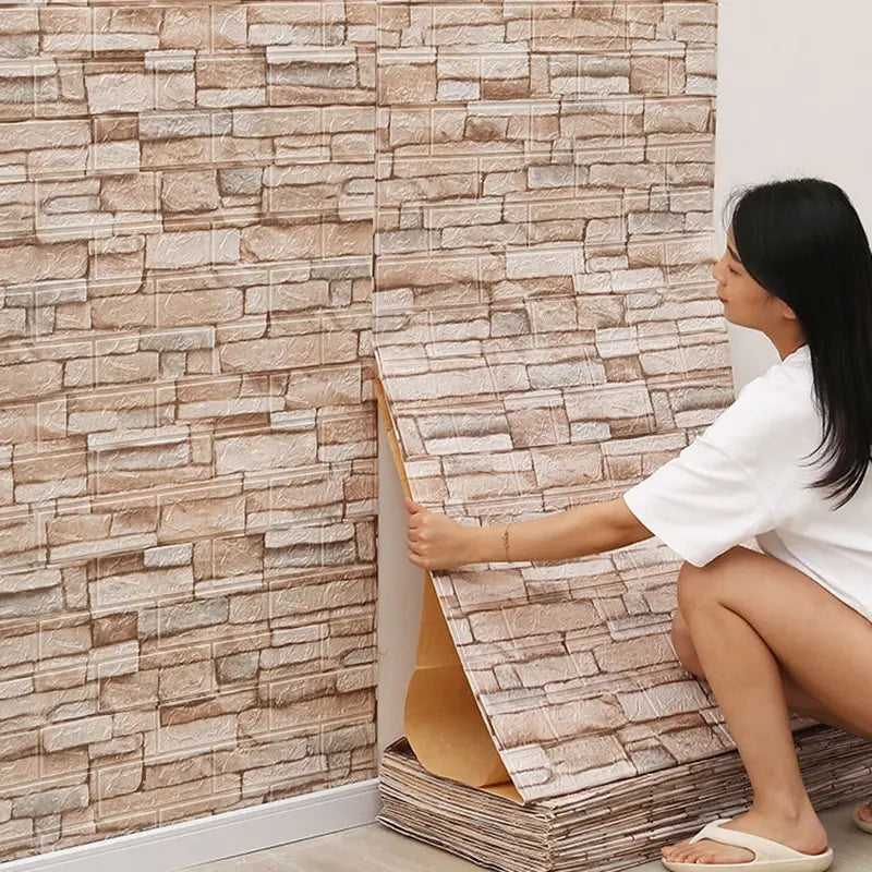 3D Waterproof Wall Sticker Soft Foam Brick Pattern DIY Wall Home Children's Room Bedroom Warm Decoration Wallpaper