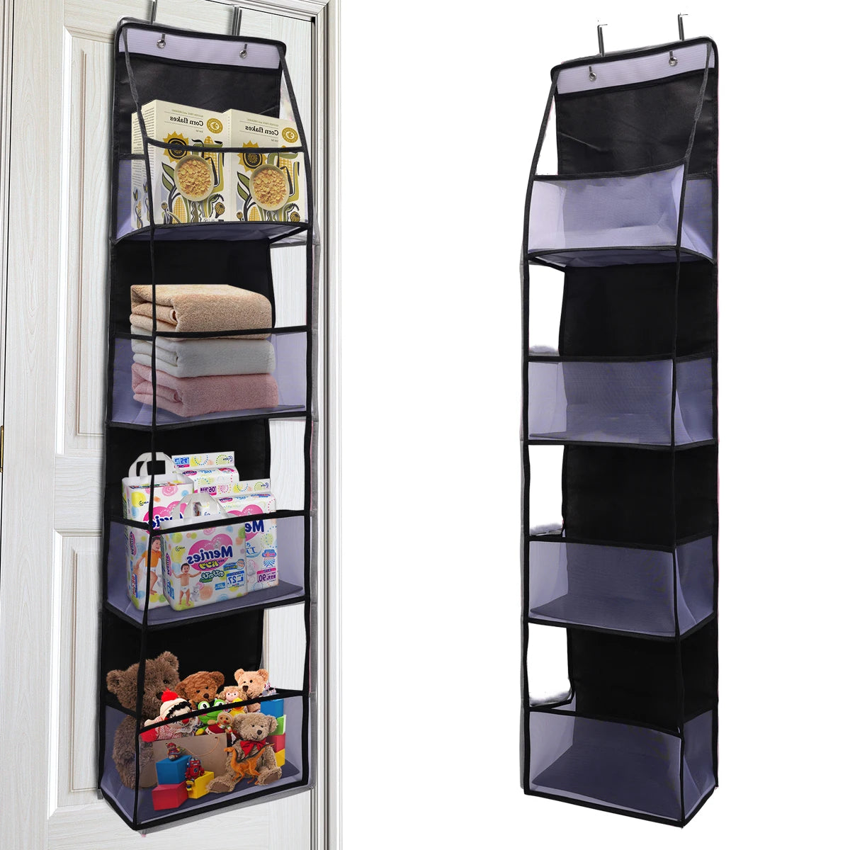4/6 Layer Over-the-Door Hanging Organizer – Wall Storage for Bathroom, Closet, Nursery, or Bedroom