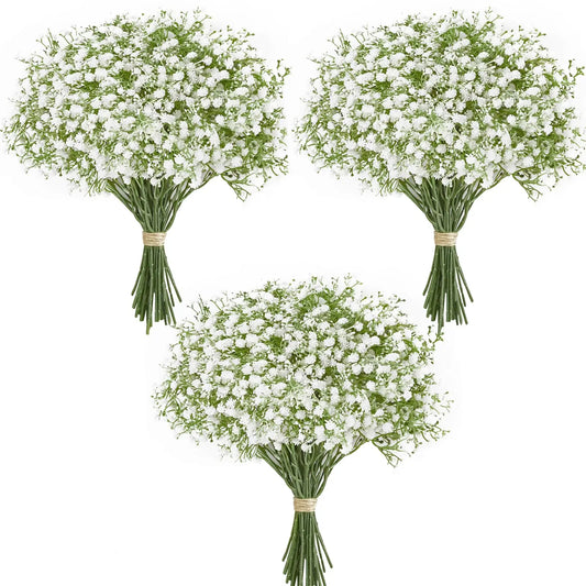 10/15pcs Artificial Baby’s Breath Flowers – Fake Gypsophila for Wedding, Party & Home Decoration DIY Bouquets