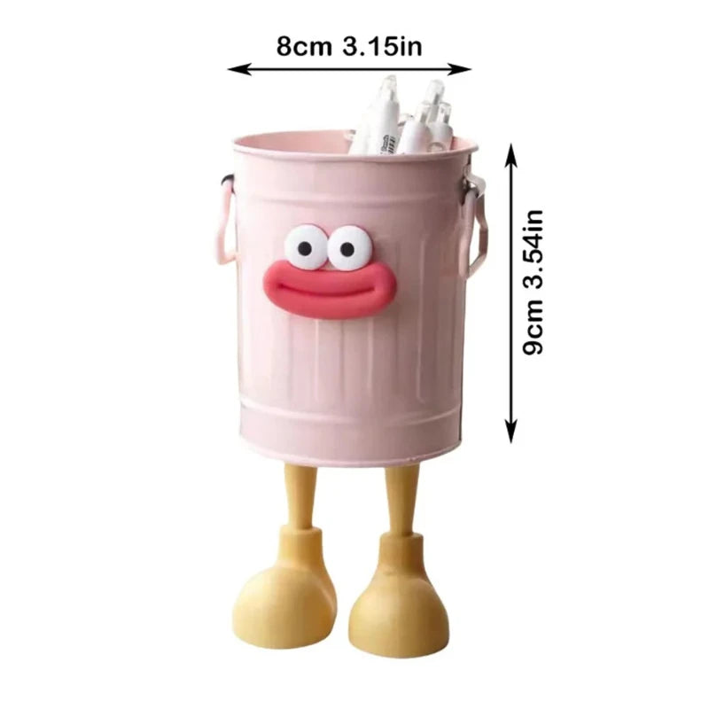 1 Pc Cartoon Pen Holder – Simple Desk & Office Storage Organizer with Random Letter Stickers