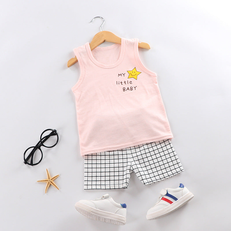 Fashion Children's Sleeveless Vest Shorts Set