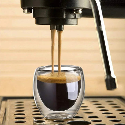 6pcs 2.7oz High Borosilicate Double-Layer Espresso Glass Cups – Transparent Insulated Coffee & Drink Cups
