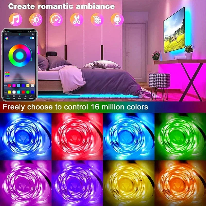 USB LED Strip Lights – APP Controlled RGB 5050 LED Tape Light for Room Décor & TV Backlight