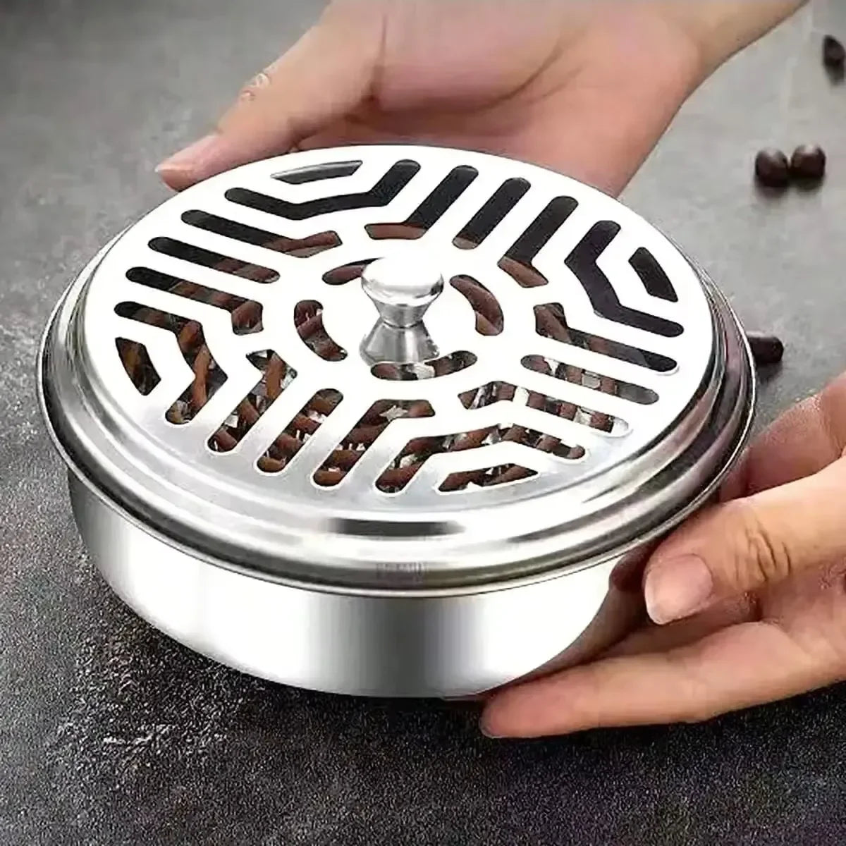 Stainless Steel Mosquito Coil Tray with Cover – Large Portable Mosquito Coil Holder for Home, Office & Camping