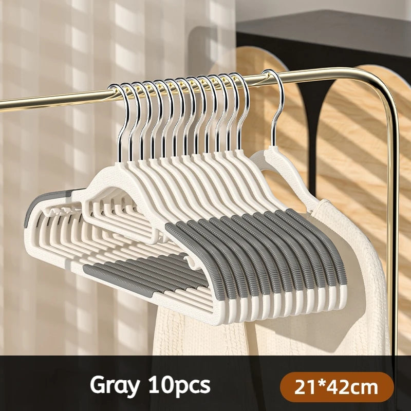 10Pcs Anti-Slip Wet & Dry Multifunctional Hangers – Durable Clothes Hangers for Wardrobe & Laundry Use