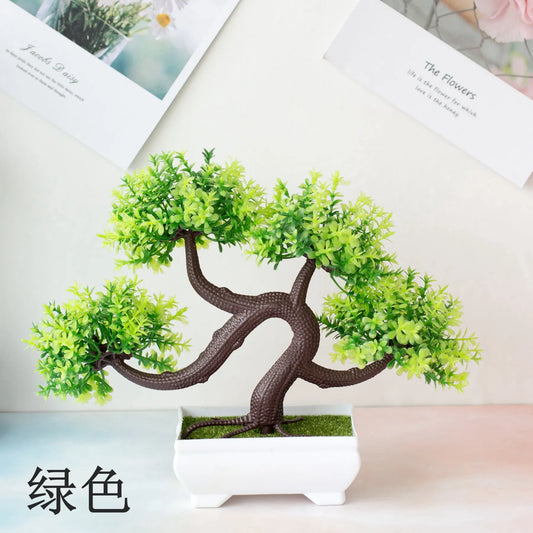 1PC Artificial Bonsai Small Tree Pot – Fake Plant Potted Ornament for Home, Table, Hotel & Garden Decor