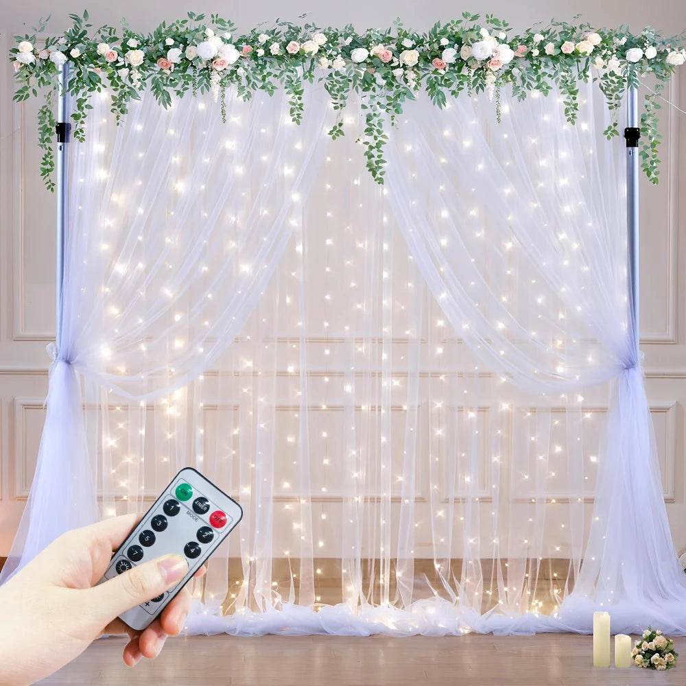 USB Curtain String Lights – 8 Modes LED Fairy Lights for Christmas, Halloween, Wedding & Home Decor