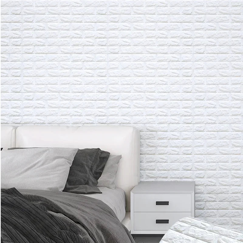 70cm x 2m 3D Soft Foam Brick Wallpaper Sticker Roll – DIY Self-Adhesive Decorative Wall Paper for Living Room, Kitchen & Bathroom