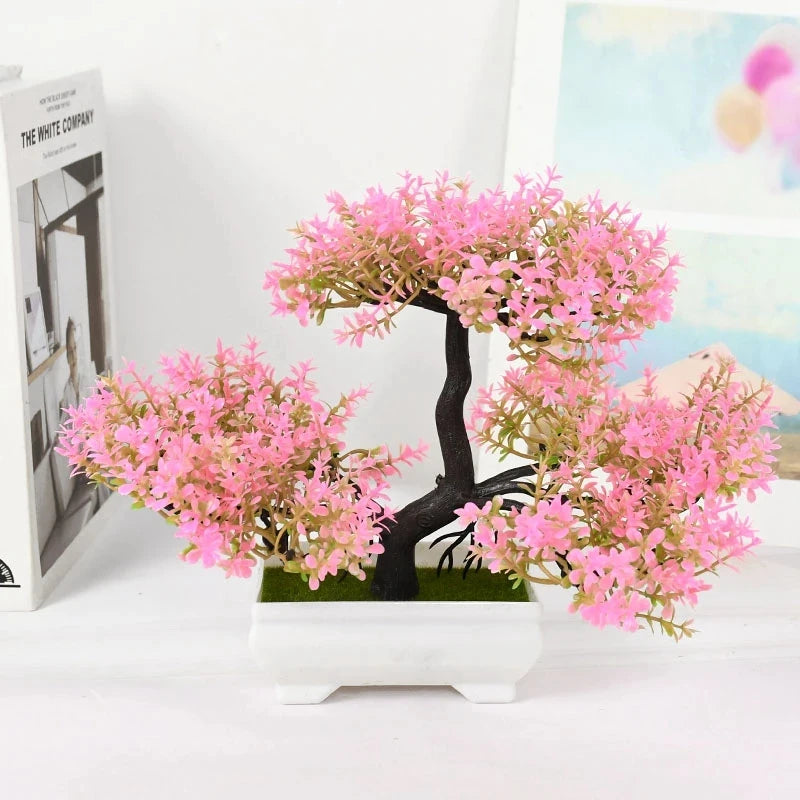 1PC Artificial Bonsai Small Tree Pot – Fake Plant Potted Ornament for Home, Table, Hotel & Garden Decor