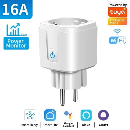 16A/20A Tuya Smart Socket WiFi ZigBee 3.0 EU Plug Power Monitor Timing Function APP Voice Control Alexa Google Home Yandex Alice
